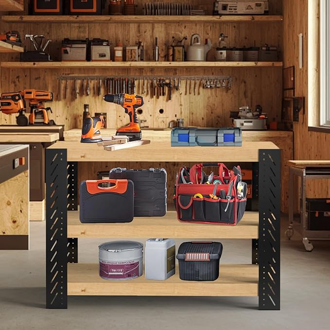Universal Metal Workbench Legs Kit w/Free Height Design, Heavy Duty DIY Workbench Kit Custom in Size and Color, 35.4" Height, Suitable for Shelving, Work Table, Lumber Not Included