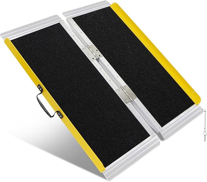Portable Wheelchair Ramp 3FT, Foldable Ramps for Wheelchairs, Aluminum Handicap Ramp with Non-Slip Surface, Wheelchair Ramps for Home Steps, Stairs, Doorways, Curbs, 800LBS Capacity, FSA Eligible