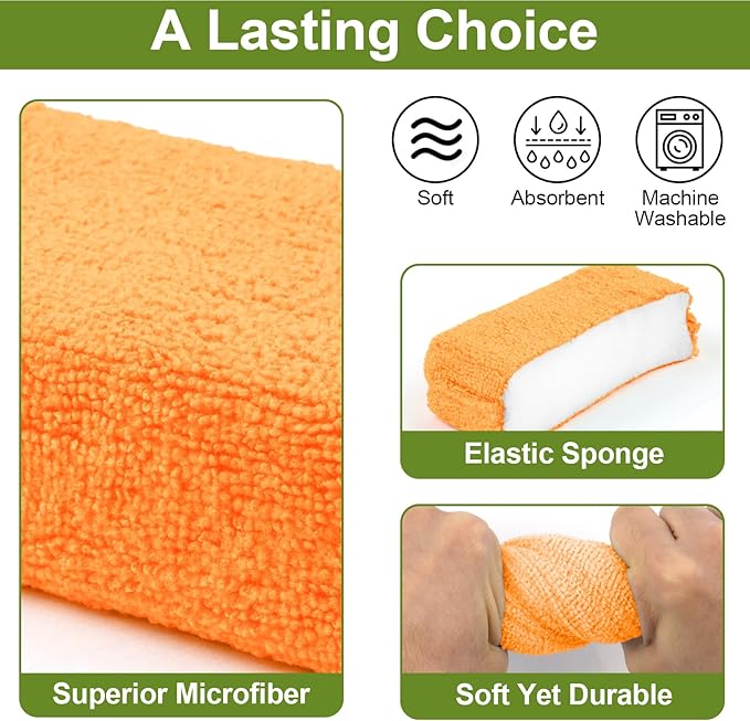 8 PCS Microfiber Applicator Pad, 4.7"x3.1" Scratch-Free Foam Buffing Scrub Pads, Car Wash Sponges for Effortless Detail Polishing, Waxing, Tire Shining, Interior Cleaning, Scrubbing (Yellow)