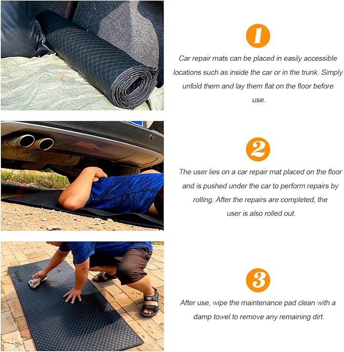 Car Magic Rolling Creeper Mat, 58 x 27 Portable Under Vehicle Creeper Rolling Repair Pad, Foldable Automotive Under Dash Mechanic Mat for Ground, Universal for Sedan SUV Truck
