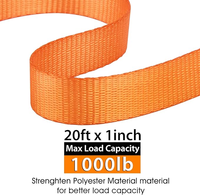 Tie-Down Cam Straps, JCHL Ratchet Tie Down Strap 1" x20' Lashing Strap Cargo Tie Down Strap Polyester Webbing Coated S-Hooks Cambuckle Metal Buckles 1000lbs Capacity Securing Straps (Pack of 4)