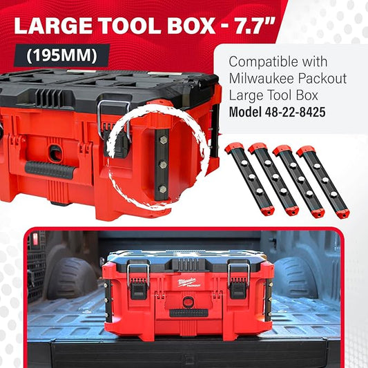 Alpha Engineered Threaded Replacement Packout Rails 7.7” (195mm) Compatible with Milwaukee Packout Tool Box 48-22-8425 Includes End Caps - Heavy Duty Aluminum Rails - Fits Packout Accessories – Black