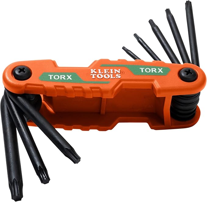 Klein Tools 70540T Compact Folding Torx Key Set, 8 Keys T9 to T40, Industrial Strength Heat Treated Alloy Steel