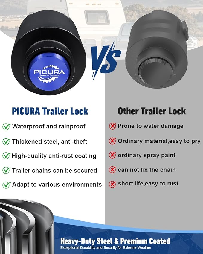2026 Upgraded Trailer Lock Fits 2-5/16 Inch Coupler, Heavy Duty Trailer Hitch Locks, Anti-Theft Trailer Coupler Lock for RV, Boat, Pickup (Blue)