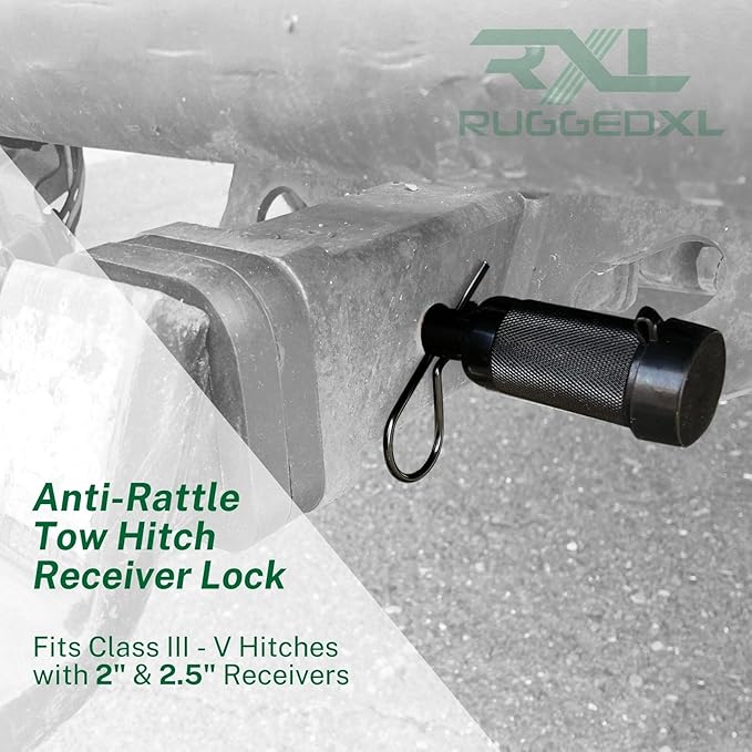 Tiger Lock 5/8" Black Trailer Hitch Locking Pin - Anti-Rattle Tow Hitch Receiver Lock with 2.5" Silencer Pad