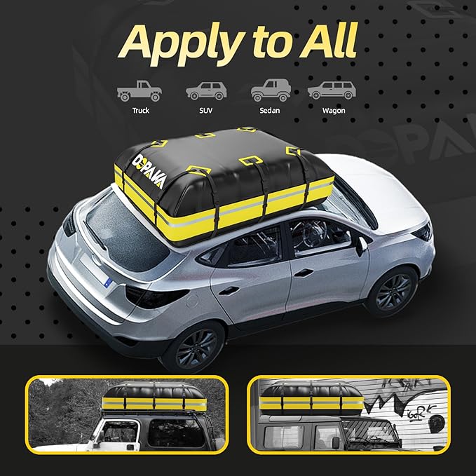 Car Rooftop Cargo Carrier Bag,100% Waterproof Heavy Duty 1000D Car Top Carrier,21 Cubic Feet Car Roof Bag for All Vehicle with/Without Rack,Anti-Tear Anti-Slip Mat, Luggage Lock,6 Door Hooks