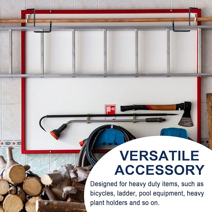 DINGEE Vinyl Coated Heavy Duty Large Hooks for Hanging,Rafter Hanger Hook,Garage Bike Hooks,Ladder Hooks Storage Organizer,Large Object,Tools,Hose,Ropes and Pool Equipment Hooks Black 4 Pack