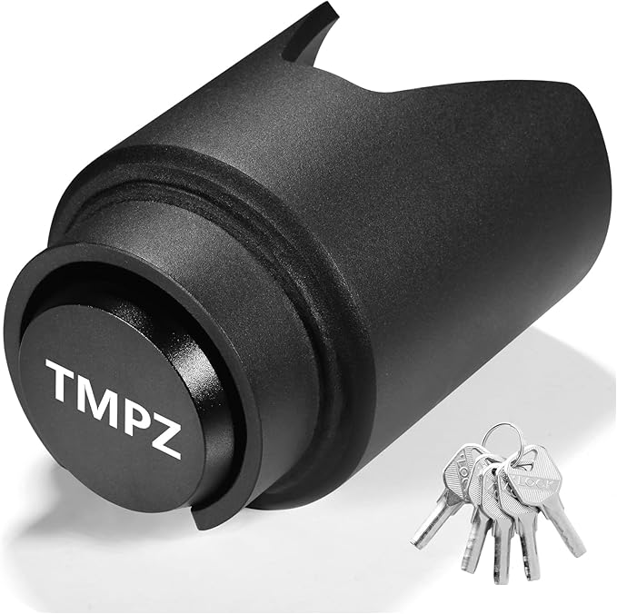 TMPZ Upgraded Heavy Duty Steel Trailer Hitch Lock for Most 2 Inch Couplers – Coupler Lock Secures Safety Chains, Anti-Theft Weatherproof Protection for RV, Pickup, Camper & Utility Trailers (Black)