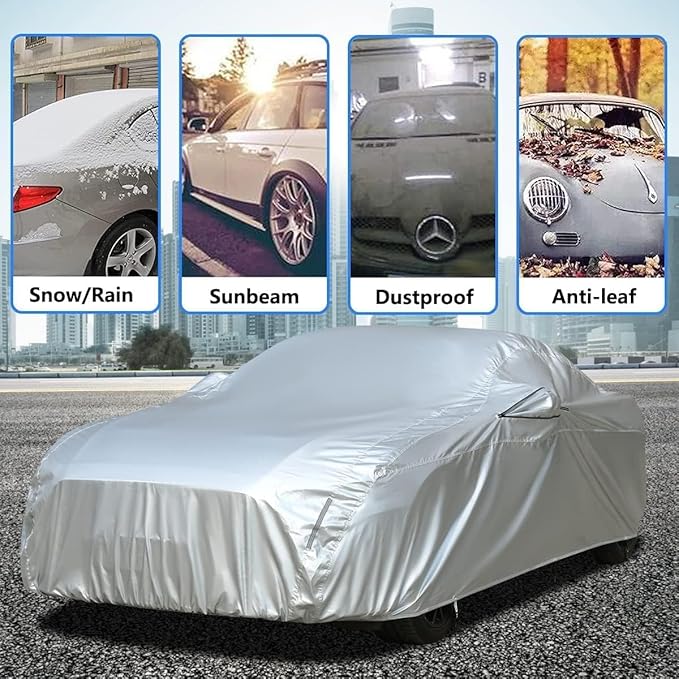 Tecoom Car Cover Waterproof for All Weather Indoor Outdoor, UV-Proof Windproof Full Cover Without Door Zipper & Mirror Pockets, Fit 173-182 Inches Length Coupe/Convertible/Sport Car