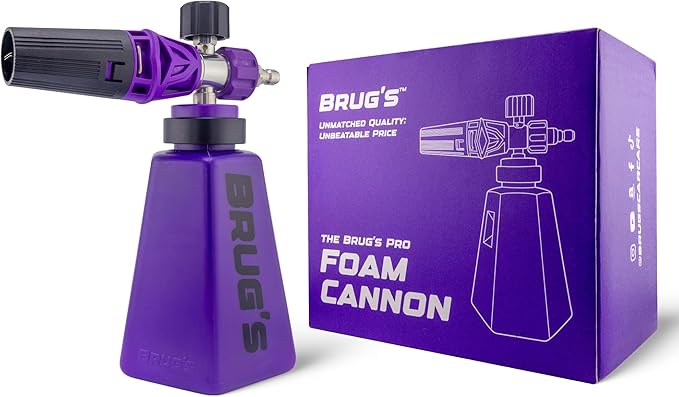 Brug's™ Pro Foam Cannon V2 - Professional Car Wash Foam Gun for Pressure Washer - Adjustable Spray Blaster, 1.1mm Orafice, Wide Neck Bottle, 1/4" Quick Connector - Snow Foam Cannon