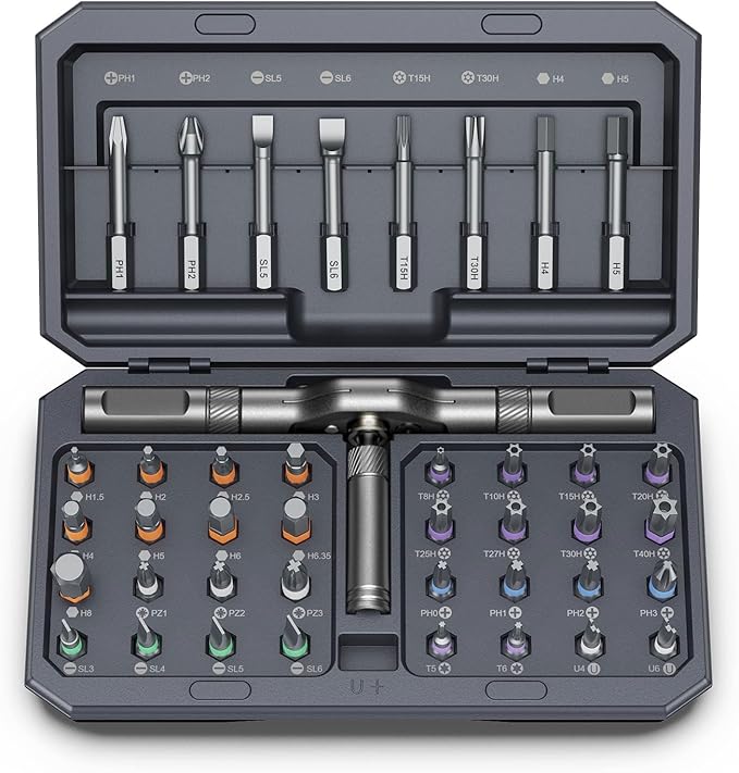 42 in 1 Magnetic Screwdriver Set, Multi-Bit with Detachable Handle for Computer, Furniture & Bicycle (Grey)