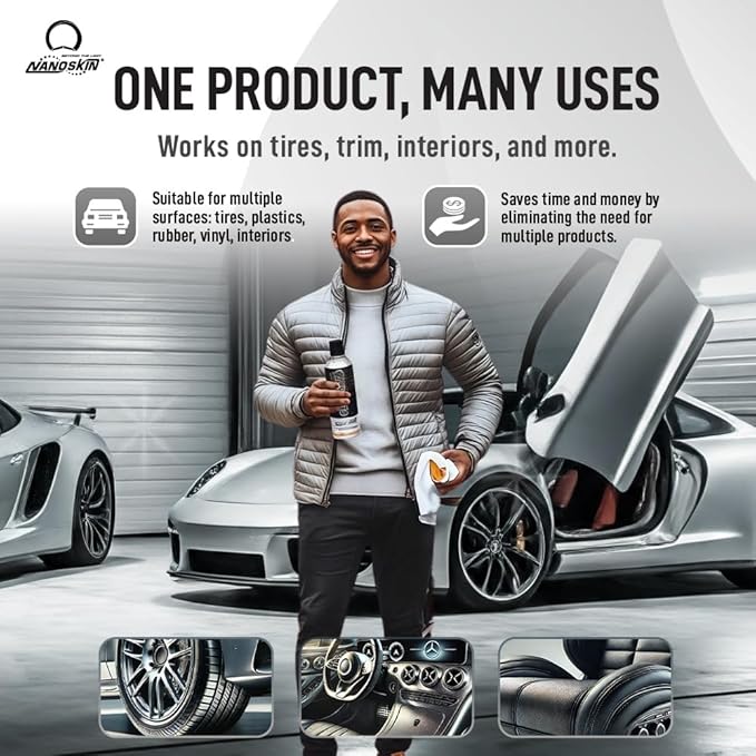 Nanoskin MULTI DRESS All Purpose Dressing 30 Gallons - Interior & Exterior Dressing for Car Detailing | Works on Tire, Vinyl, Rubber, Plastic & Trim | Safe for Cars, Trucks, Motorcycles, RVs & More