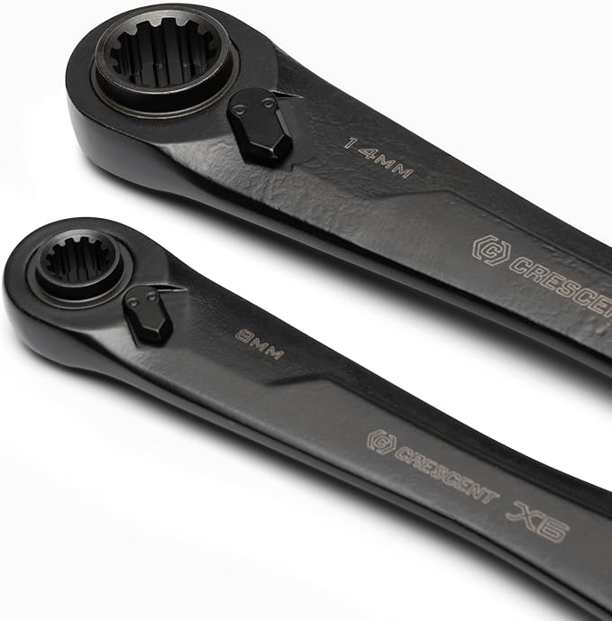 Crescent 2 Piece X6 4-in-1 Black Oxide Spline Ratcheting Metric Wrench Set - CX6DBM2