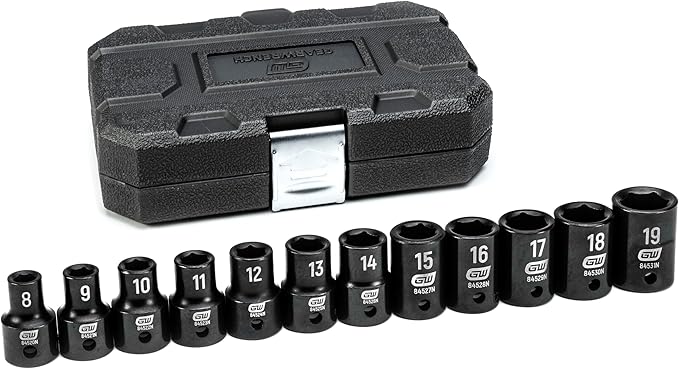 GEARWRENCH 12 Pc. 1/2" Drive 6 Pt. Standard Impact Socket Set, Metric - 84930N