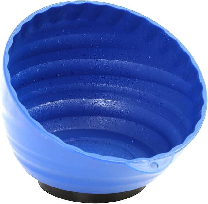 OEMTOOLS Red and Blue Magnetic Nut Cup Set, 2-Pack Curved Parts Trays Hold Up to 5 Pounds Each, Durable ABS Organizers Attach to Metal Surfaces for Nuts, Bolts, and Small Parts