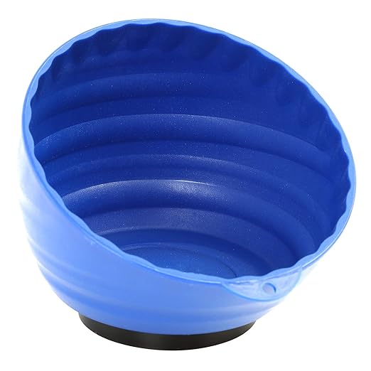 OEMTOOLS 25334 Blue Magnetic Nut Cup, Curved Magnetic Parts Tray Holds Up to 5 Pounds, Attaches To Metal Surfaces, Multi-Use Nuts And Bolts Organizer Made From Durable ABS Plastic