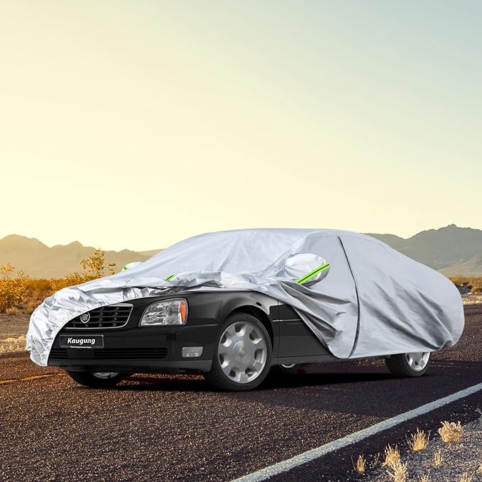 Koukou 6 Layers Car Cover Custom Fit Cadillac Deville (1994-2006), Waterproof All Weather for Automobiles, Sun Rain Dust Snow Protection.