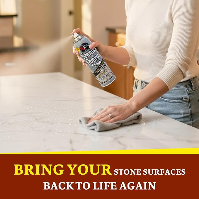 Rock Doctor Granite Polish Spray and Surface,18oz.Can Polish Tile, Marble, Kitchen Countertop, and Natural Stone Surfaces, Streak-Free Shine Pack of 2