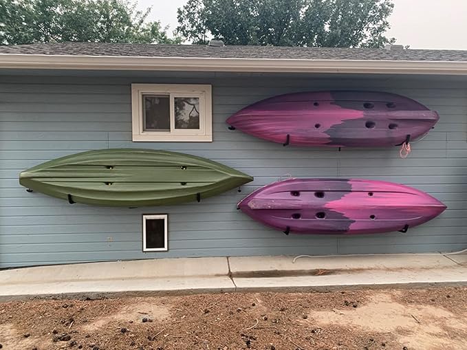 Garage Storage Kayak Hooks, 15.5 Inch Heavy Duty Storage Hanger, Wall Mounted Rack for Hanging Canoe Paddleboard, Surfboard, Snowboard, Ladders, Bikes, Black and Red, 15.5Inches x 10.8Inches