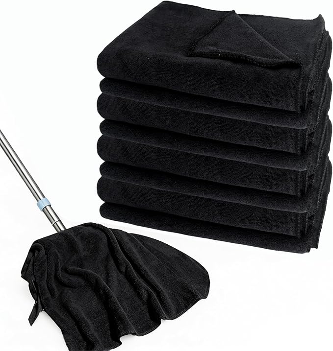 4 Pcs Extra Large Microfiber Cleaning Cloth 30 x 20 Inch Reusable Thick Cleaning Towel Washable Solid Color Microfiber Towel for Home Office Window Cars Glass (Black)