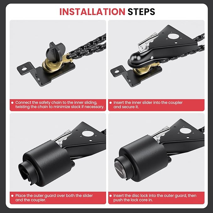 【2026 Upgraded】 Trailer Hitch Locks Fits 2 5/16" Coupler with Drainage Hole, Heavy Duty Anti-Theft Steel Trailer Coupler Lock, Trailer Lock for Trailer, RV, Boat, Pickup