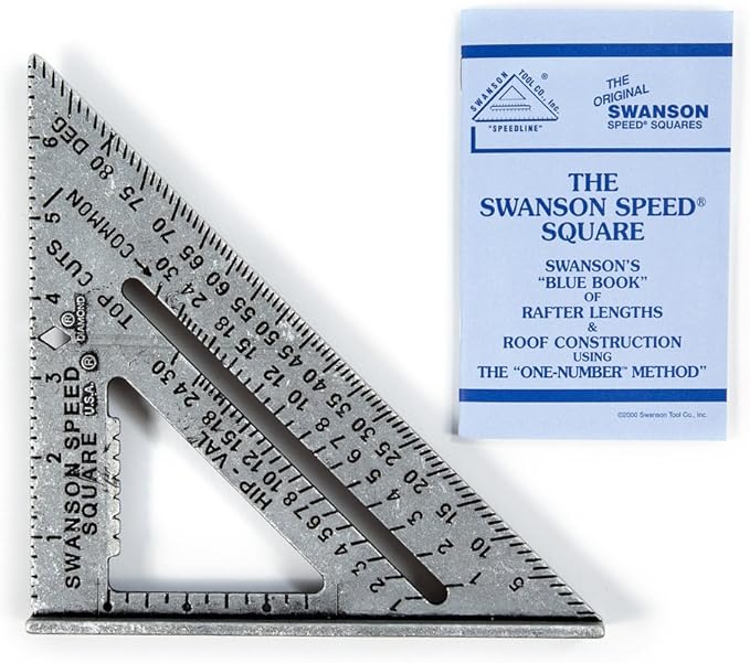 Estwing 18" Pry Bar & Swanson 7" Speed Square with Rafter & Angle Markings