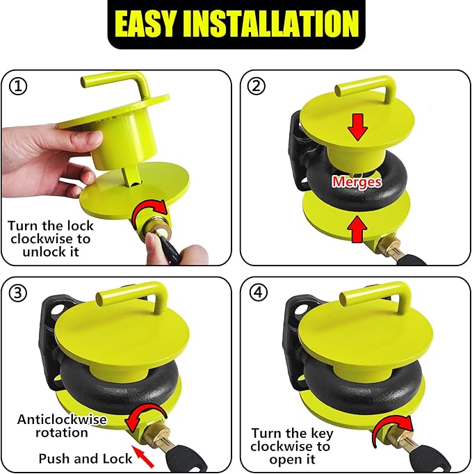KAYCENTOP Lunette Tow Ring Lock, Pintle Hitch Lock, Tow Eye Lock for 2-1/2 to 3 Inch Lunette Eyes, Bright Green