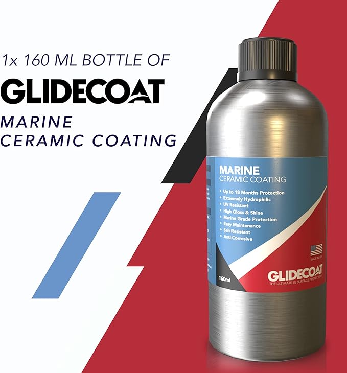 Glidecoat Marine Ceramic Coating 160ml - Marine Grade Ceramic Coating for Boats - Better Than Wax and More Durable - DIY Friendly, UV Protection, Enhance Gloss, Hydrophobic Surface for Easy Cleaning