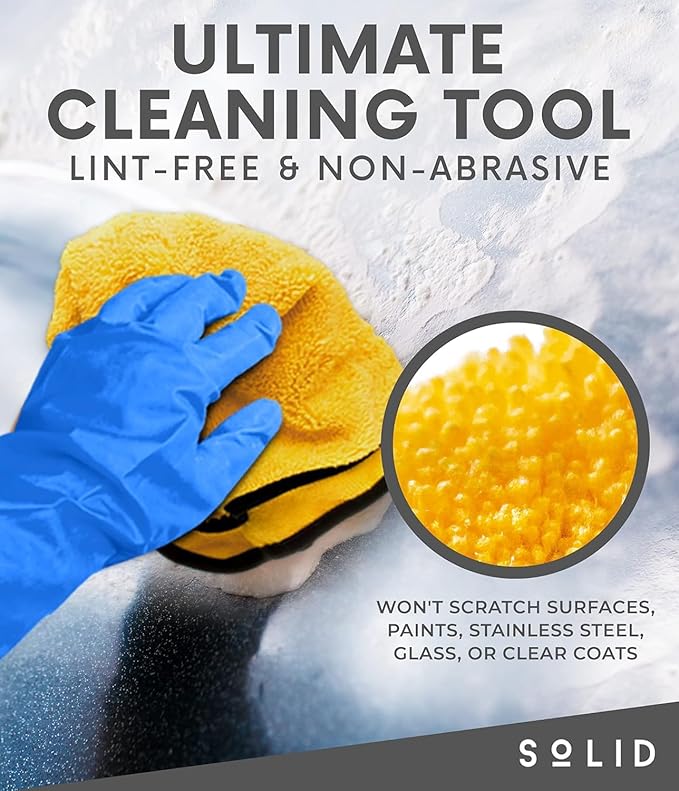 Solid Multipurpose Plush Microfiber Cleaning Cloth Towel for Household, Car Washing, Drying & Auto Detailing - 11" x 22" (6)