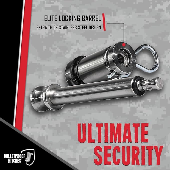 BulletProof Hitches - 5/8" Trailer Hitch Locking Pins - Universal Fit, Stainless Steel, Weather Resistant Rubber Cap - Silver, 3 Pack