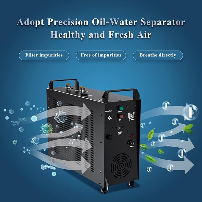 GX-E-5K2 PCP Air Compressor, 5800psi 110V 1200W, Auto-Stop Setting, 2 Pistons & 4 Stages Compression, Water and Fan Cooling, Moisture Filter,10 Hours Continuous Work (5K2 dual cylinders)