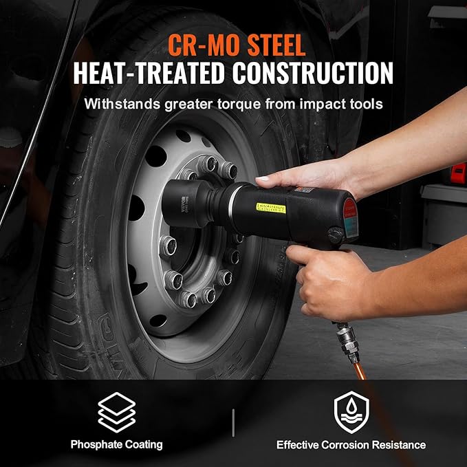 VEVOR Axle Nut Impact Socket Set - 1/2" Drive 6-Point 4-Piece SAE Spindle Nut Socket CR-MO Heat Treated Large Socket Set with Storage Case for Auto Repair, Removing or Installing Axle Nuts