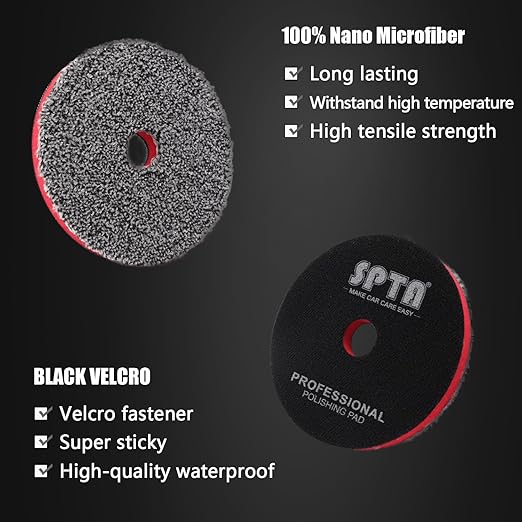 SPTA 5"(125MM) Microfiber Cutting Pads, 3PCS Soft Microfiber Wax Removal Pad, Detailing Wax Applicator Pad, for Waxing and Polishing&Scratch and Vortex Removal, Ultrafine Fiber