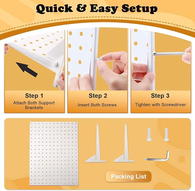 4 Pack Peg Board Display Stand for Vendors with 48 Hooks Metal Tabletop Pegboard Display Stand for Craft Shows 17" X 13" Retail Display Racks For Jewelry Earring Keychain PegBoard Organizer White