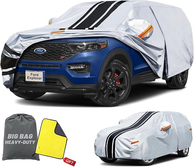 SUV Car Cover Custom Fit for Ford Explorer (2006-2025), Waterproof All Weather for Automobiles Full Exterior Cover Rain Sun Snow UV Protector.