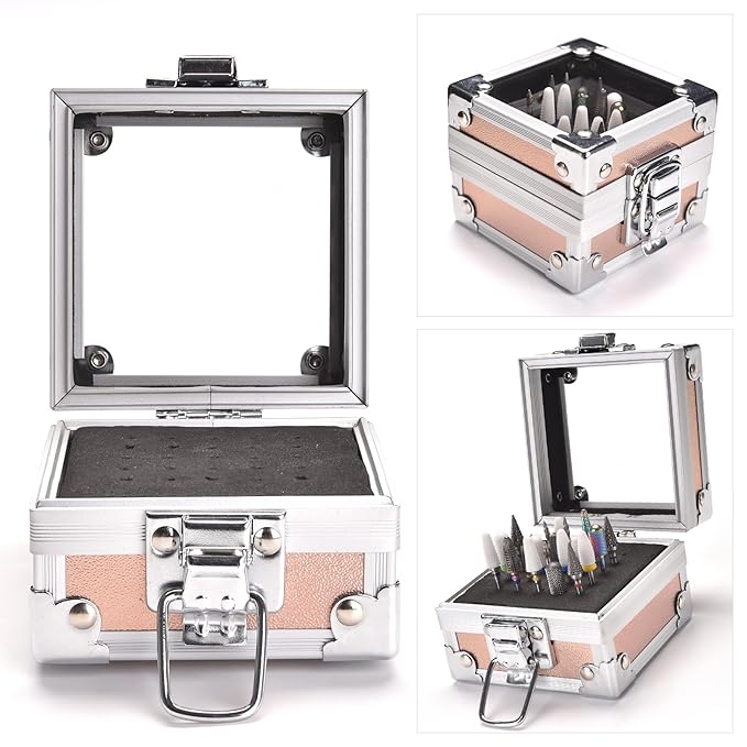 Nail Drill Bits Box Container 25 Hole Professional Nail Sander Storage Box Nail Art Tools Storage Container Nail Art Tools for Nail Art Sander Drill Bits Display Container (Aurora)