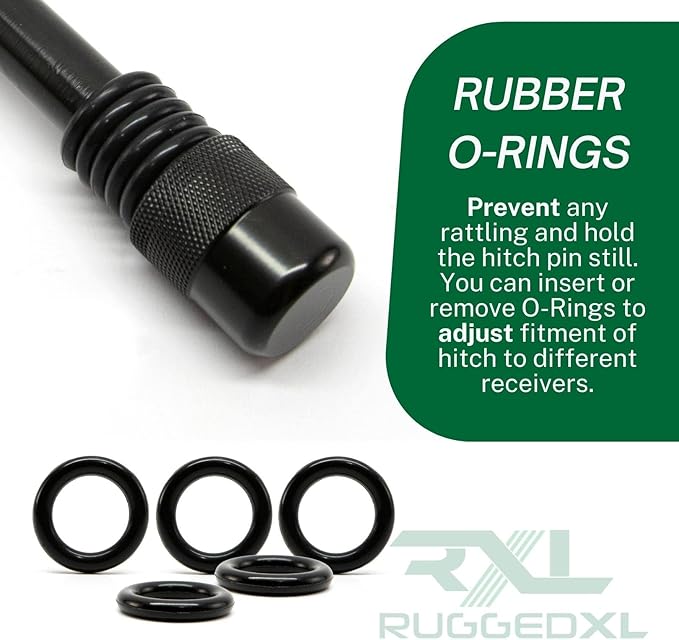 Tiger Lock 5/8" Black Trailer Hitch Locking Pin - Anti-Rattle Tow Hitch Receiver Lock with 2.5" Silencer Pad