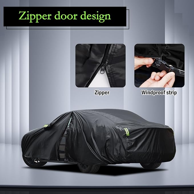 Car Cover Custom Fit for Ford Mustang 1994-2026, for Chevy Camaro 2010-2026, Waterproof All Weather Full Exterior Cover Rain Hail Sun Protector Car Cover with Door Zipper