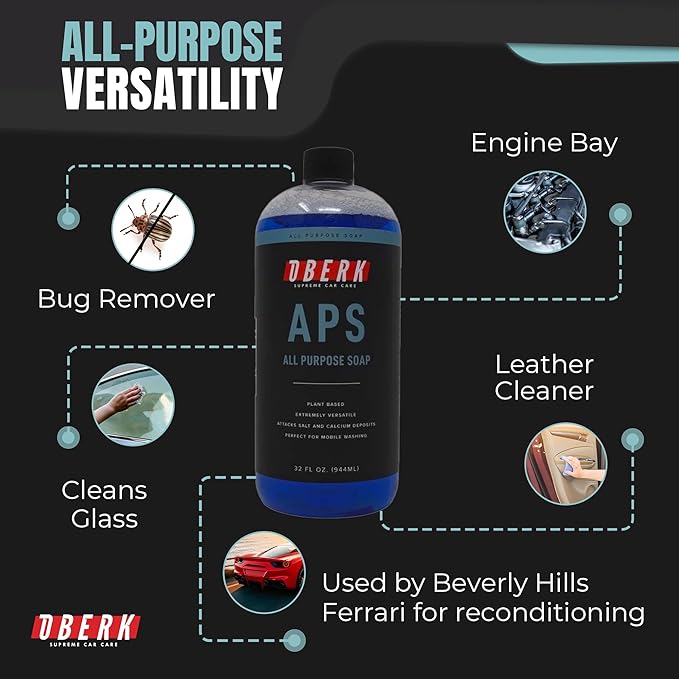 Oberk APS All Purpose Car Wash Soap – Eco-friendly, plant-based shampoo for foam cannon or hand wash. Safe for ceramic coating, interio (32)