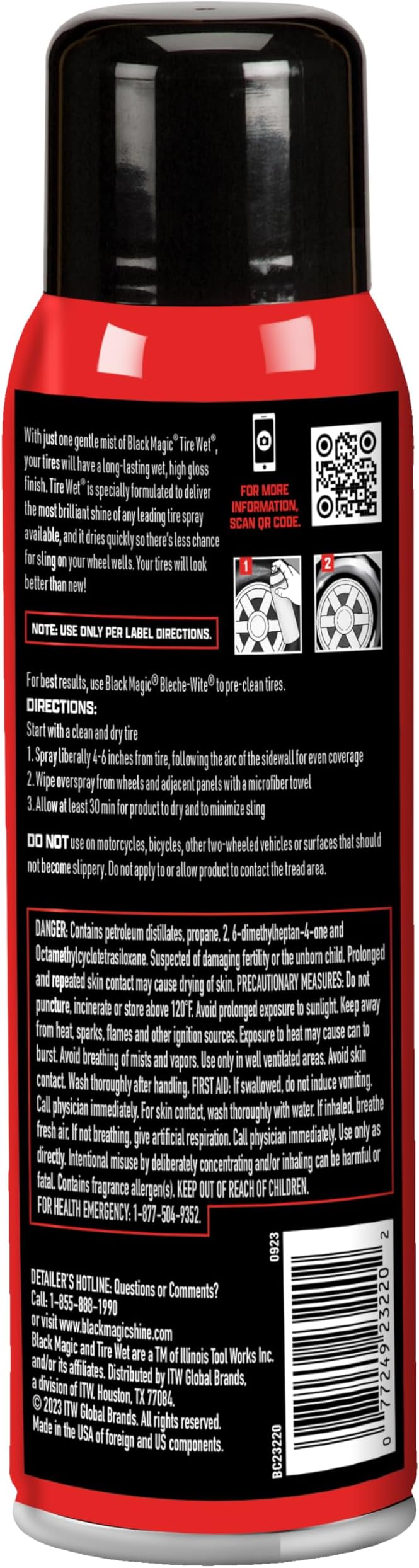 Black Magic BC23220 Tire Wet Spray, 14.5 Oz. - Weather and Rinse-Resistant Formula That Leaves Tires Looking Wet, Black and Glossy With Just One Spray