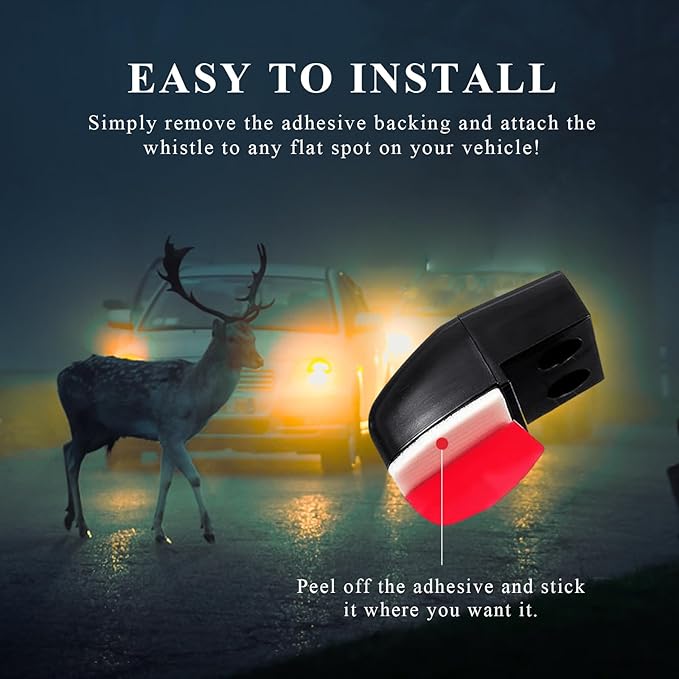 Yourkar 2 PCS Deer Whistles, Deer Warning Devices with Waterproof Adhesive Tapes, Car Save Deer Whistles Avoids Collisions Suitable for Vehicles, Trucks, SUVs, Car Accessories (Black)