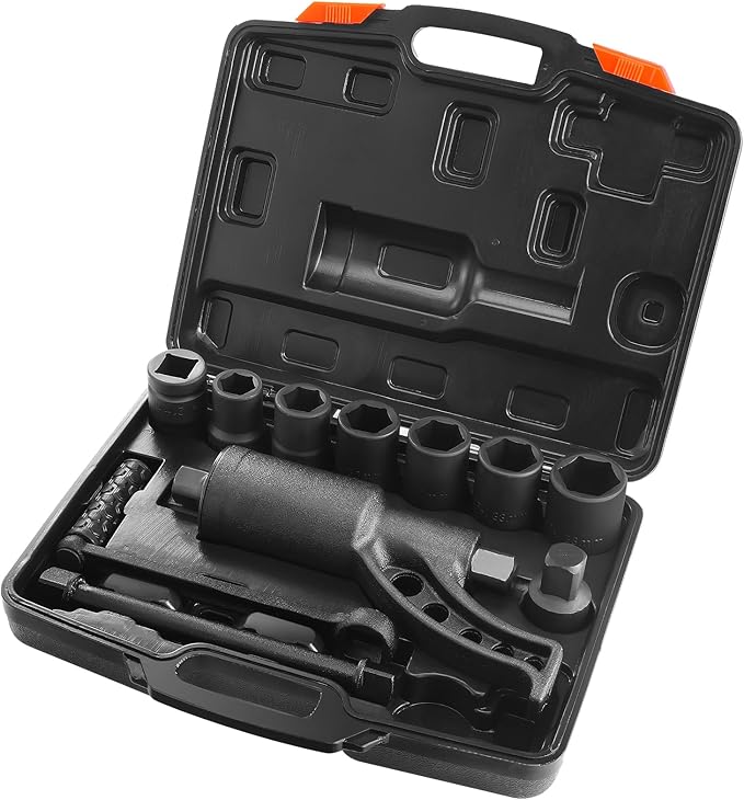 VEVOR Torque Multiplier, 1 Inch Drive Lug Nut Wrench/Multiplier Heavy Duty Torque Multiplier Wrench Set, 1:64 6,800N.m Lug Nut Remover, Includes 8 Sockets (24-38mm) and Storage Case