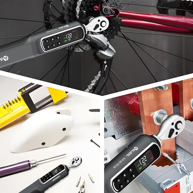 Digital Torque Wrench 0.4-22.1 Ft.Lb/0.5-30 Nm, 1/4 Drive Dual Direction Rachet Torque Wrench with Vibration, Buzzer and LED Alert, Electronic Torque Wrench for Bike Motorcycle Car Repair