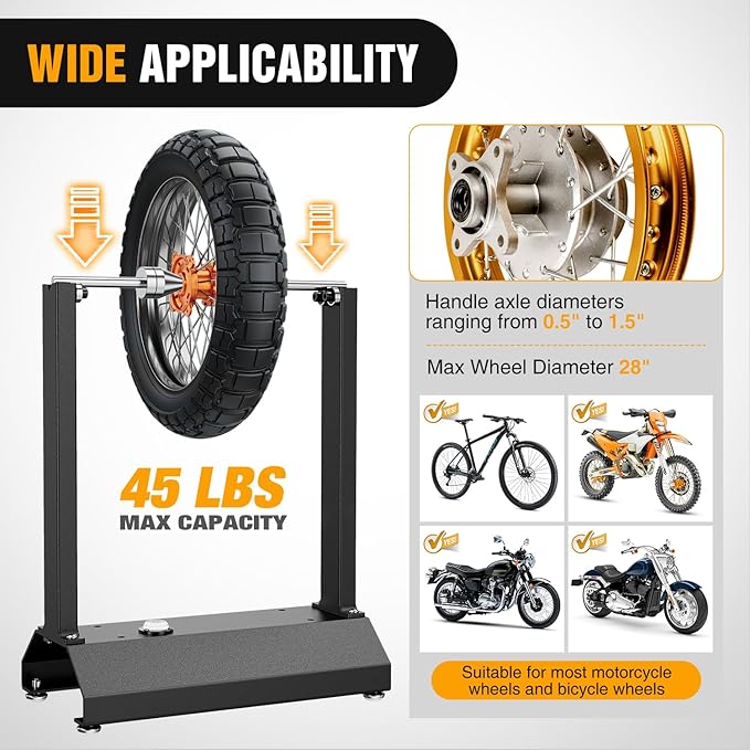 Nilight Motorcycle Bike Wheel Balancer, Tire Balancer Stand for Static & Dynamic Alignment, Heavy Duty Rim Balancing Tool with Adjustable Centering Cones for Most Motorcycles, Dirt Bikes, Sport Bikes
