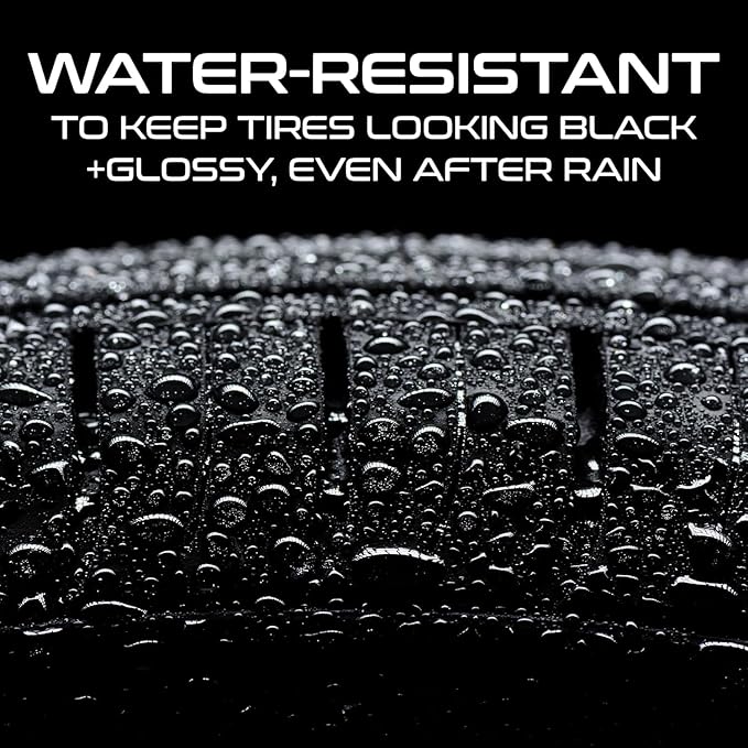 Formula 1 Tire Wax - Long Lasting Tire Gel for Black Glossy Tires, Water Resistant, Restores Plastic Trim, Foam Applicator Included, 10oz