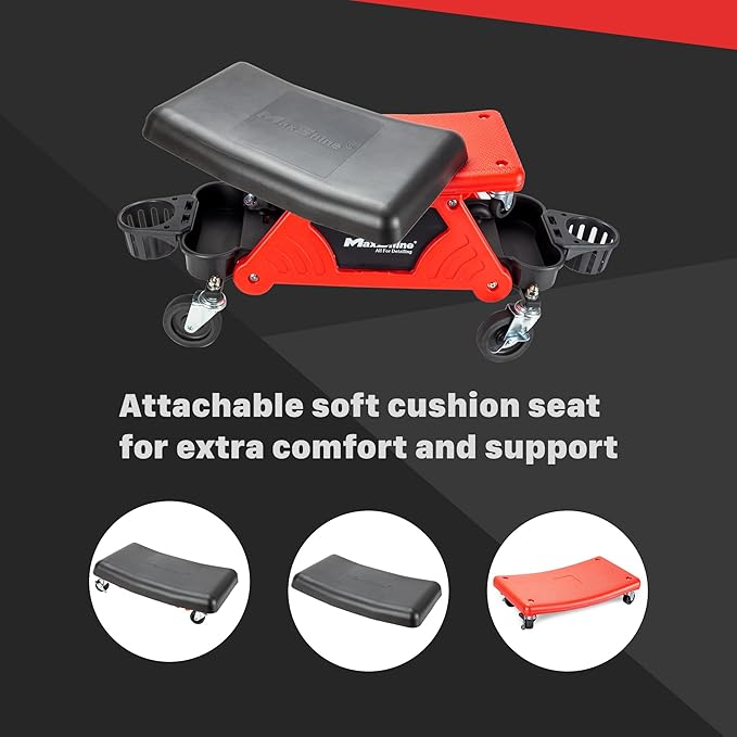 Maxshine Detailing Mini Creeper with Cushion – Mobile Rolling Utility Creeper Seat for Mechanics & Car Detailers – Comfortable Low Profile Seat for Car Cleaning, Polishing, Coating & Waxing
