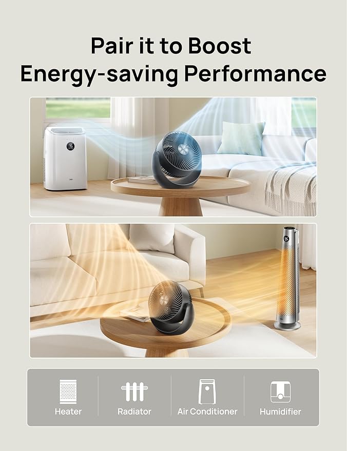 Dreo Fan for Bedroom, Floor fans for Whole Room, 40ft Strong Airflow, 120° Adjustable Tilt, 28db Low Noise, Quiet, 11 Inch, 3 Speeds, 2025 New Air Circulator for Office, Kitchen, Home