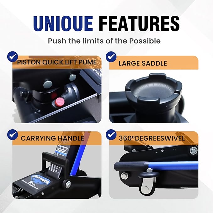 ANTPOWER 2 Ton Floor Jack,with Wheels for Secure Lifting,Fast Lift Floor Jack, Quick Lift Pump for Sport Utility Vehicle,Providing Stable Support for Various Cars,lifting range of 5.31" to 13" (2 Ton)