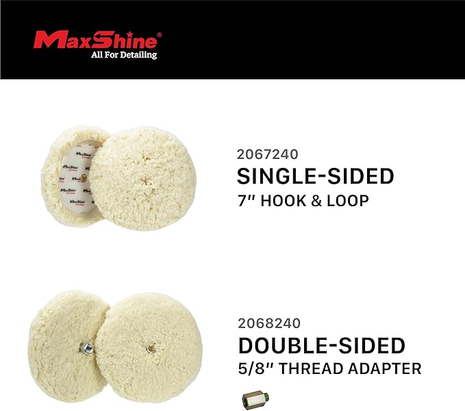 Maxshine 9” Rotary Wool Buffing Pad – Professional 100% Wool Cutting & Polishing Pad – Ideal for Heavy Defect Removal & Paint Correction (Double Sided)