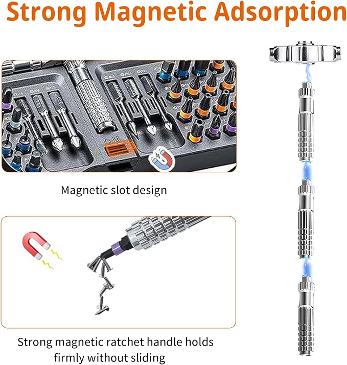40 in 1 Magnetic Ratchet Screwdriver Set, Multi Bit DIY Magnetic Screwdriver Set with Detachable Ratchet Handle, Portable Precision Repair Tool Kit for Furniture, Electronics, Bicycle